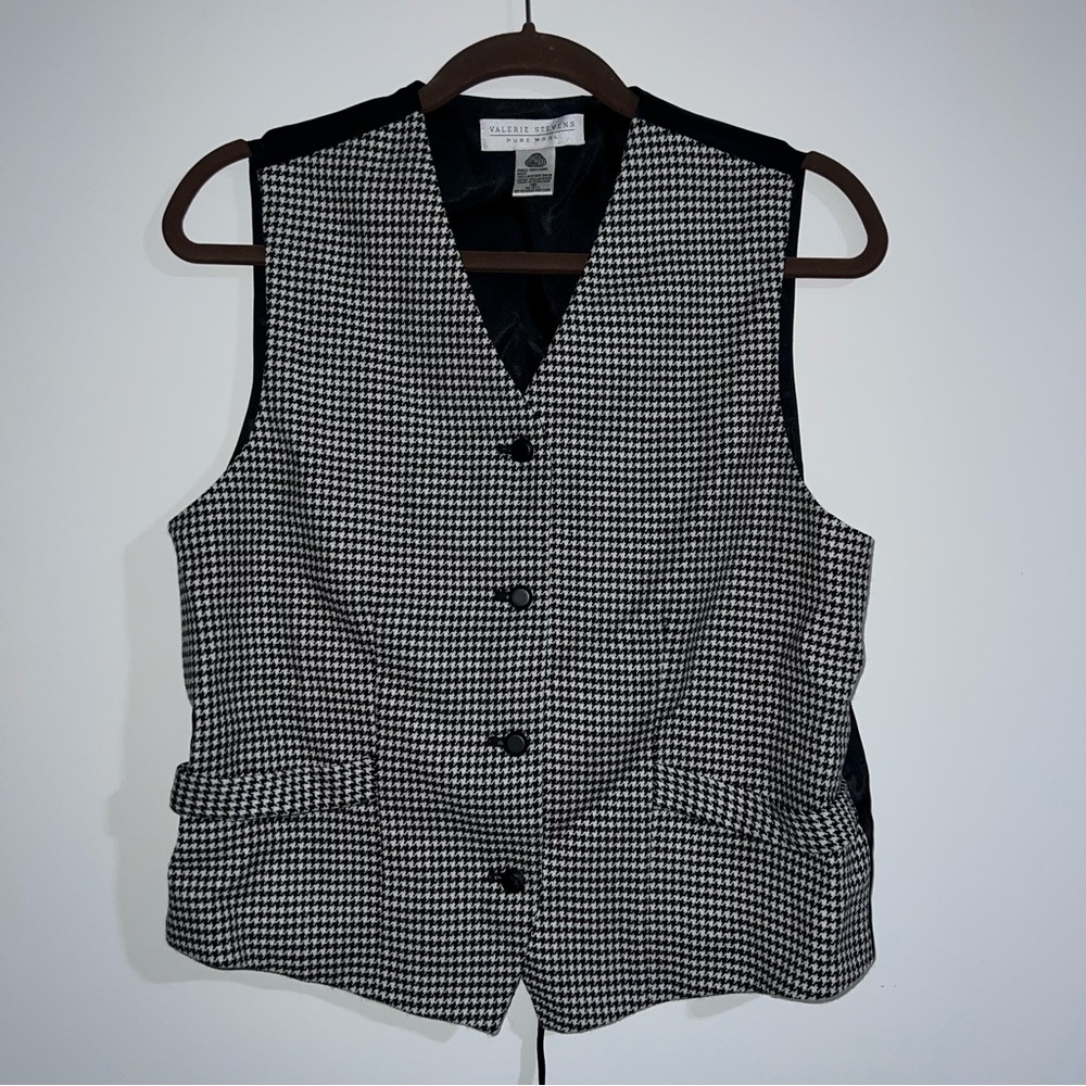 Valerie Stevens 100% Wool Vest Petite 10 Preppy Classic Workwear